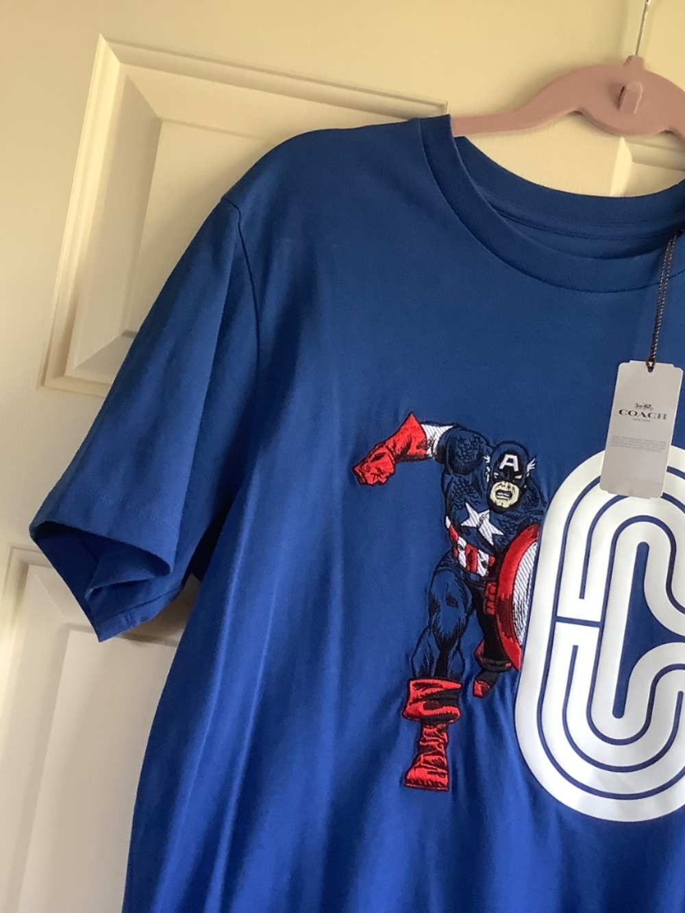 Coach X Marvel Captain America Retro C Tee Shirt Blue Size S - Picture 3 of 14